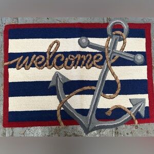 Nautical Welcome Mat with Anchor Design #1201257